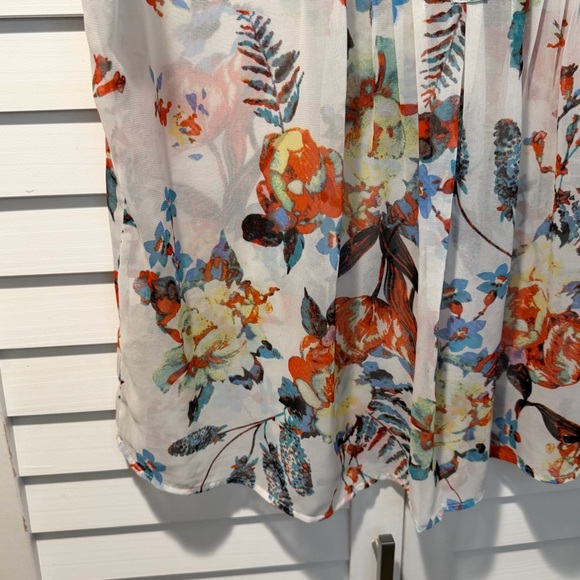 Daniel Rainn Floral Pleated Blouse White Multicolor Size XXL - Picture 15 of 16